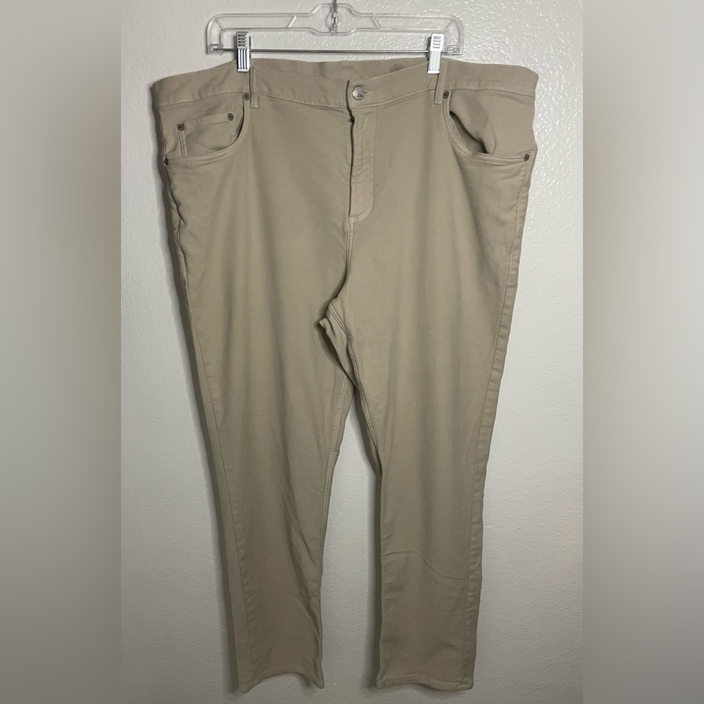 Faherty Men’s Khaki Beige 5 Pocket Pants Size 42 X 32 Stretch Cotton Blend